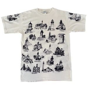 Y2K Michigan Rag Company Lighthouses Nautical Marine Shirt Men's‎ Size Large